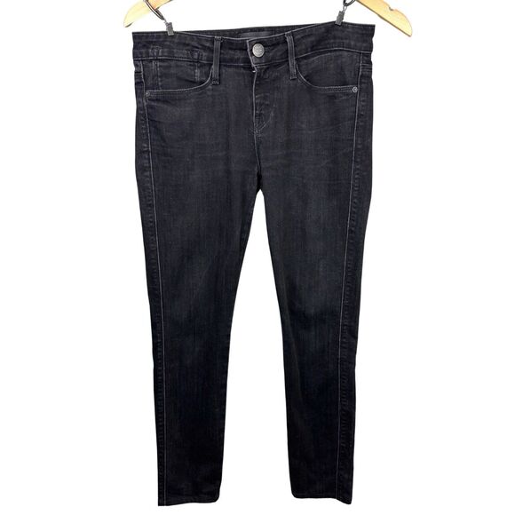 Vince Jeans Womens 26 x 26 Black Stone Wash Skinny Flap Button Pockets Mid-Rise - Picture 2 of 16